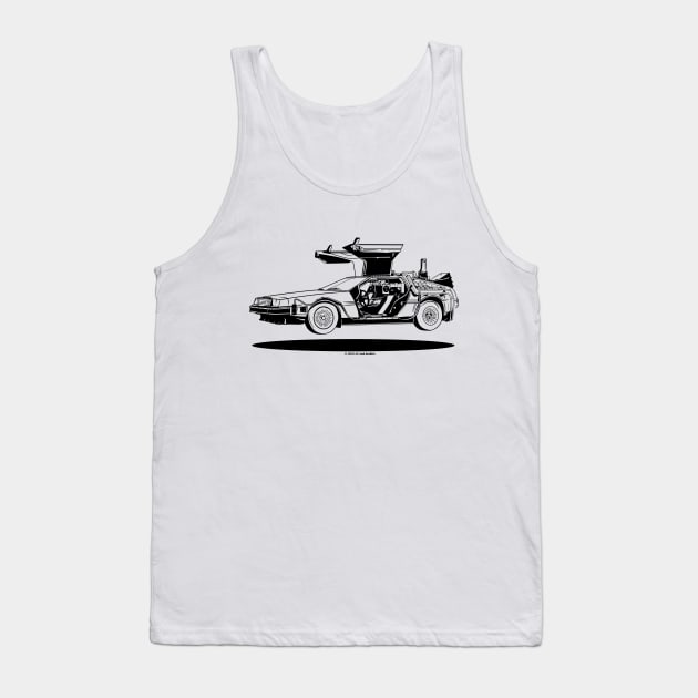 Delorean Black and White Tank Top by LICENSEDLEGIT